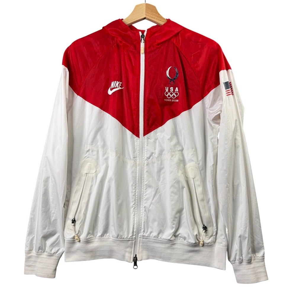 Nike Team USA 2008 Olympics Windbreaker Jacket Youth Large Red White Full Zip